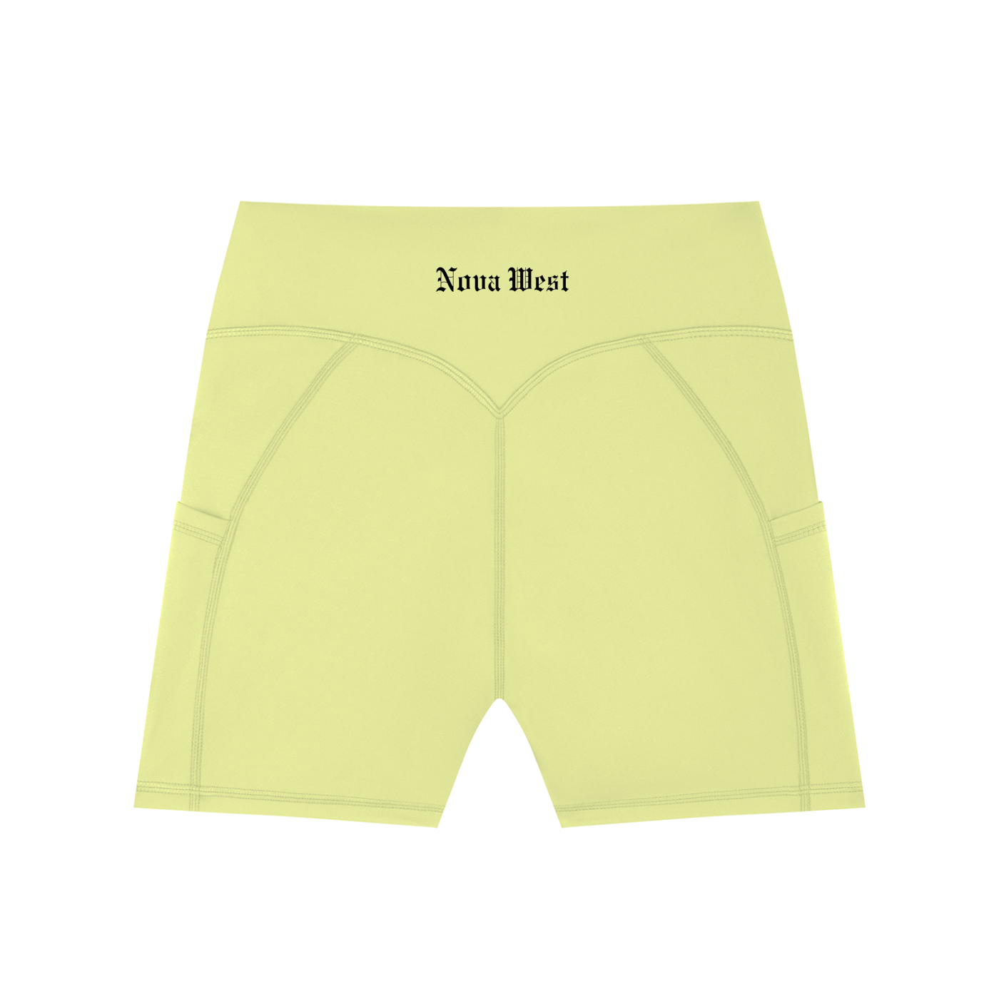 High-Waisted Pocket Biker Shorts in Lemon Green