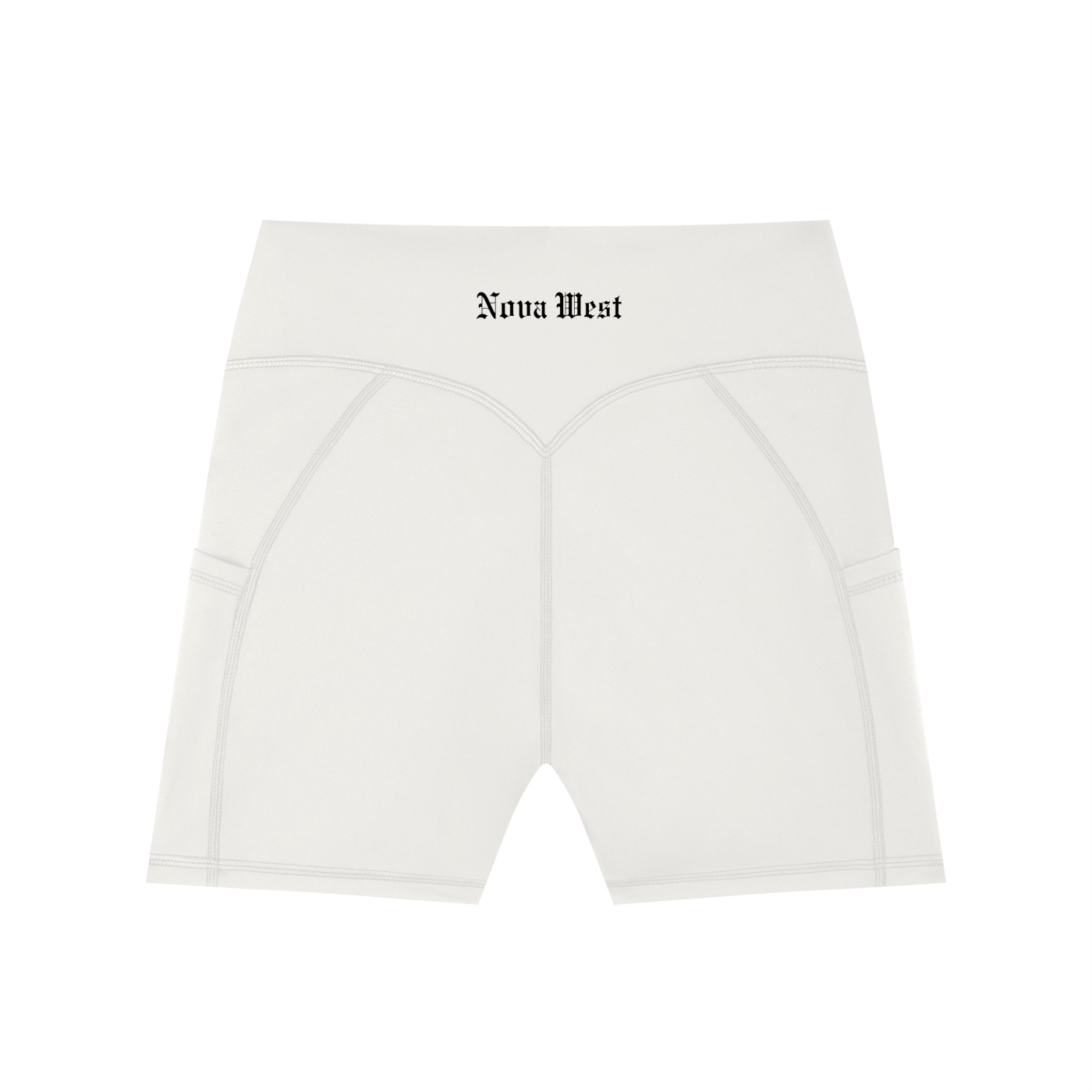 High-Waisted Pocket Biker Shorts in White