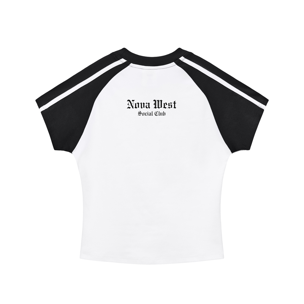 Contrast Stripes Bodycon Raglan  Sleeve T-Shirt