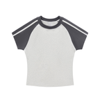 Contrast Stripes Bodycon Raglan Sleeve T-Shirt