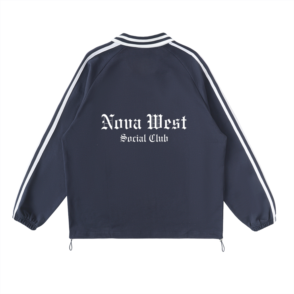 Contrast Striped Lapel Collar Sweatshirt