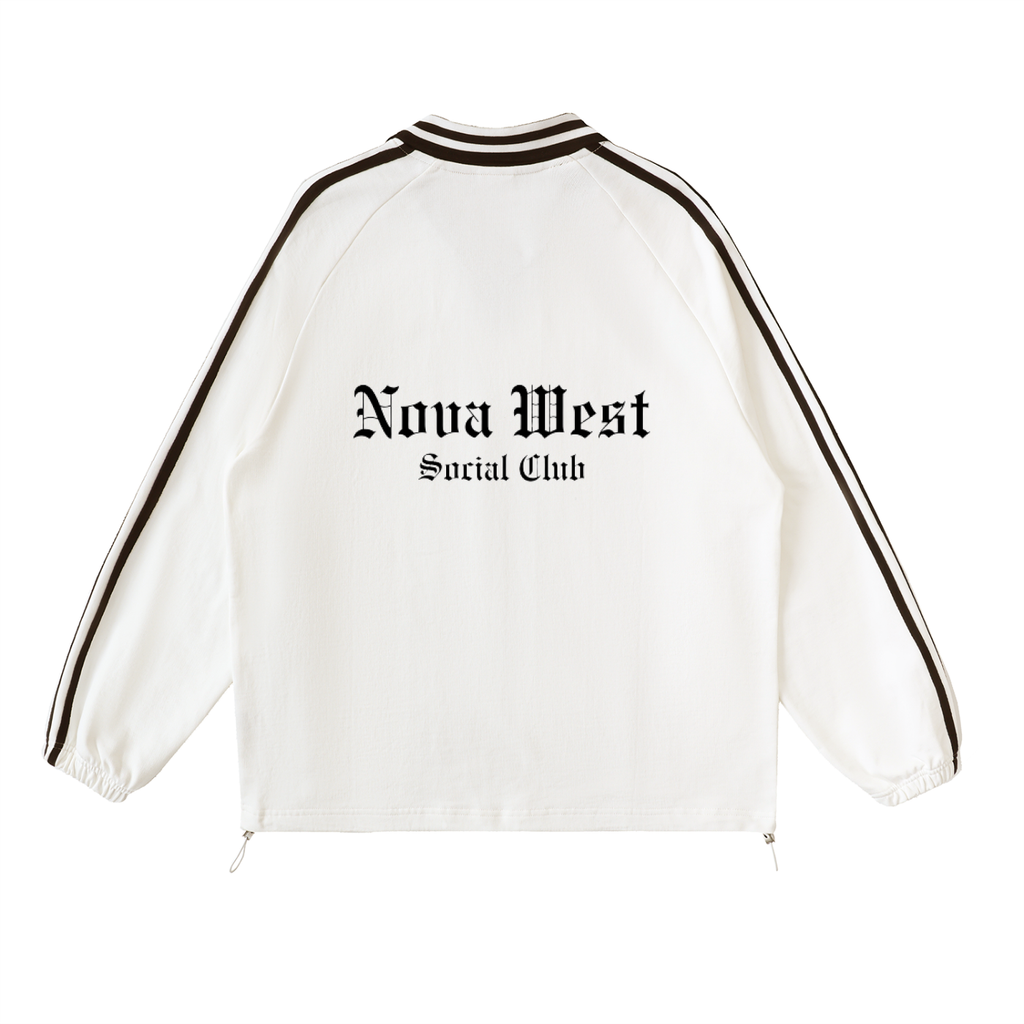 Contrast Striped Lapel Collar Sweatshirt