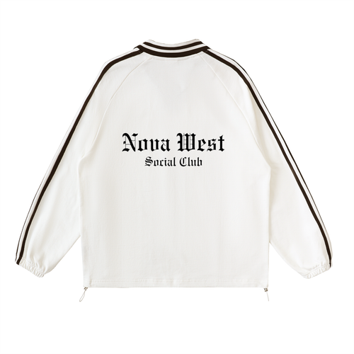 Contrast Striped Lapel Collar Sweatshirt
