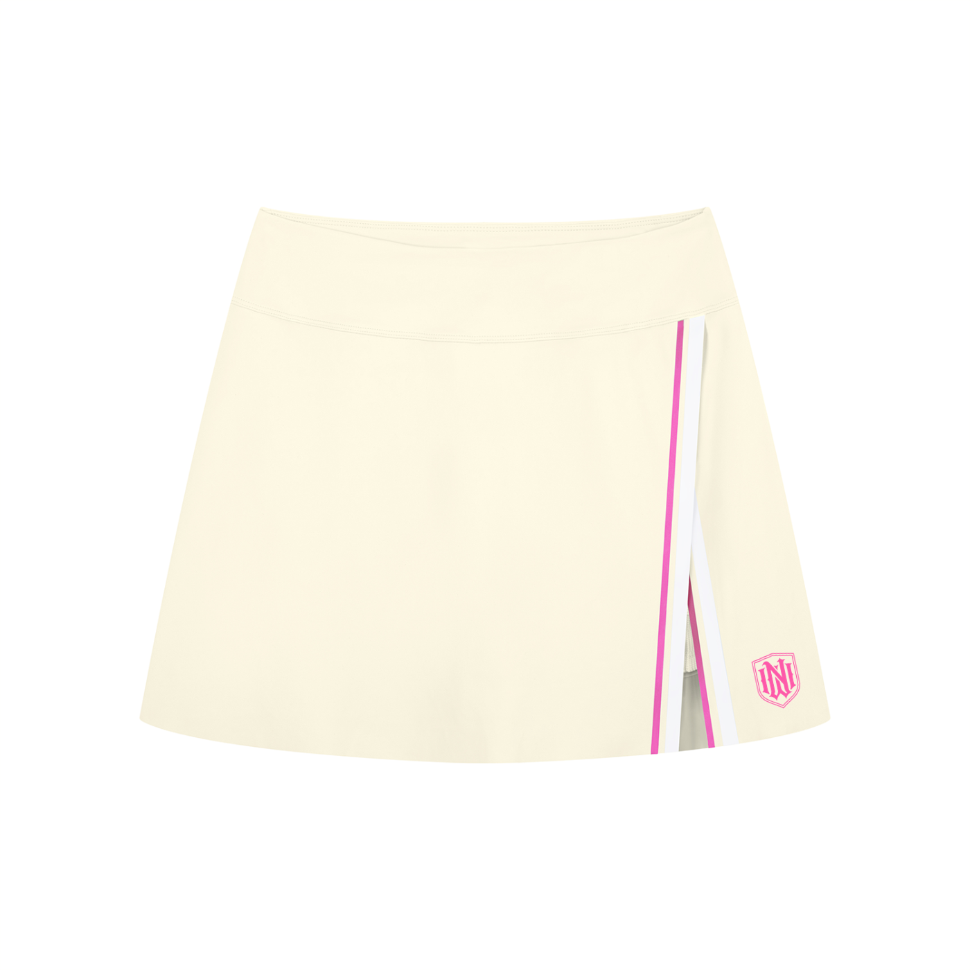 A-Line Contrast Panel Slit Skirt in Light Apricot