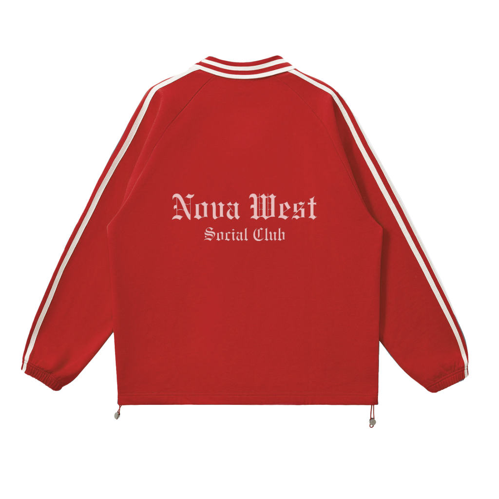 Contrast Striped Lapel Collar Sweatshirt