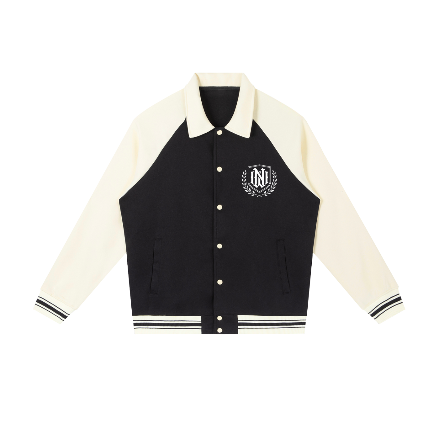 Contrast Raglan Sleeve Baseball Jacket