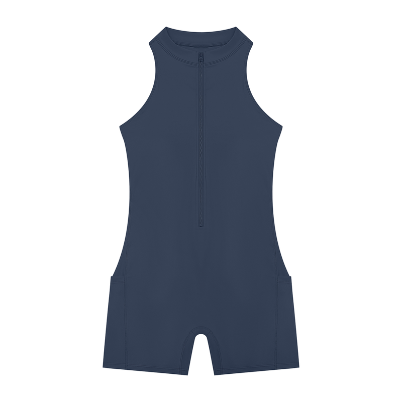 Quarter-Zip Yoga Romper