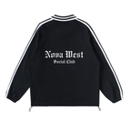 Contrast Striped Lapel Collar Sweatshirt