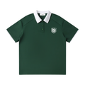 Green Contrast Collar Raglan Polo Shirt