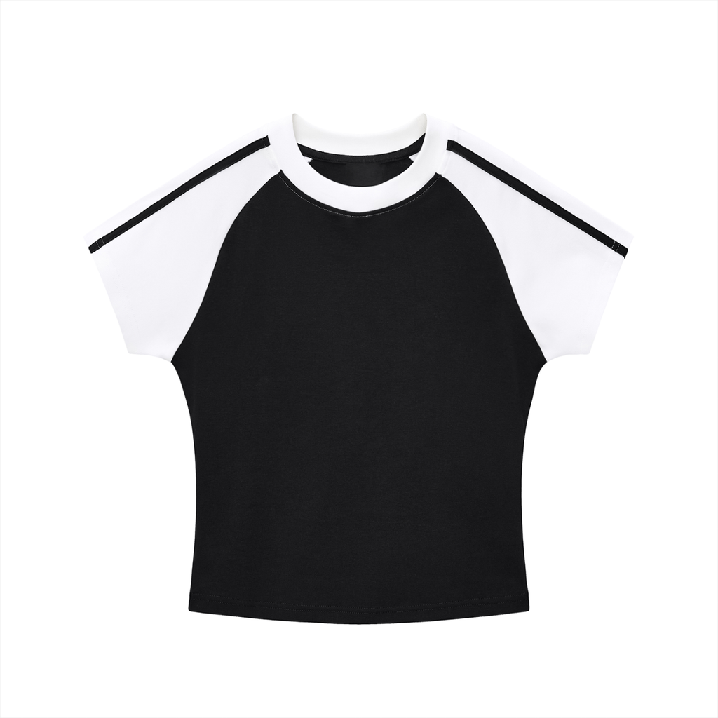 Contrast Bodycon Raglan  Sleeve T-Shirt