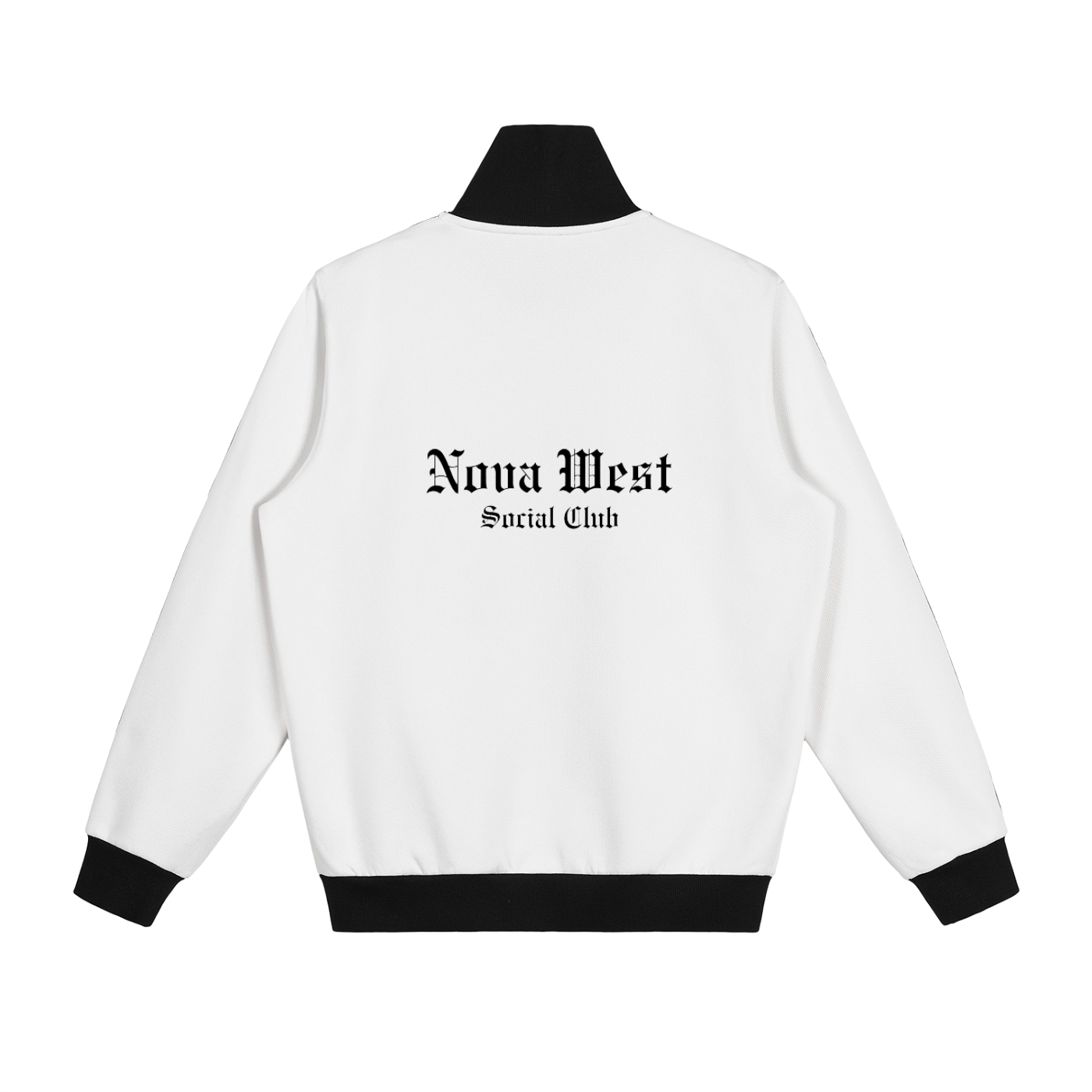 Contrast Side Stripe Fleece Track Jacket in White